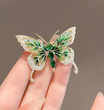 XSB093 - Green Butterfly Saree Brooch